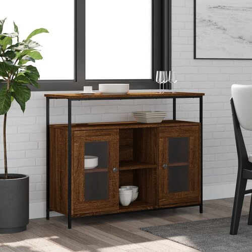 vidaXL Komoda smeđa boja hrasta 100x35x80 cm od konstruiranog drva Cijene