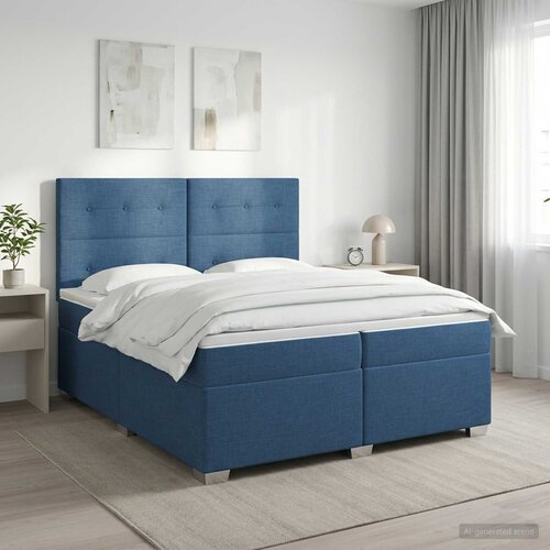  Boxspring krevet s madracem Plava 200 x 200 cm Tkanina Cijene