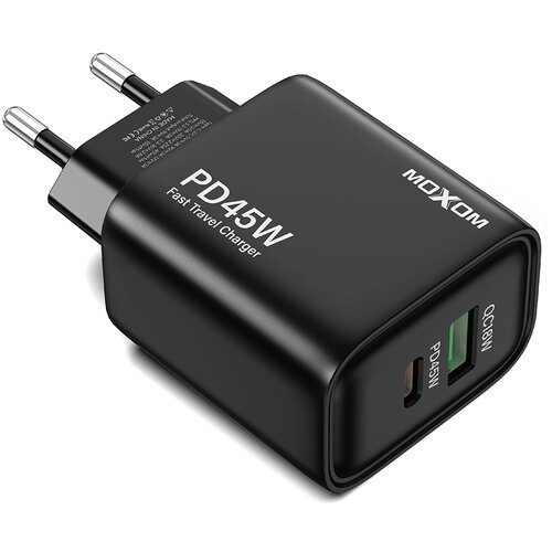  Kuciste punjaca Moxom MX-HC178 GaN USB+Type-C QC 18W PD 45W crno Cene