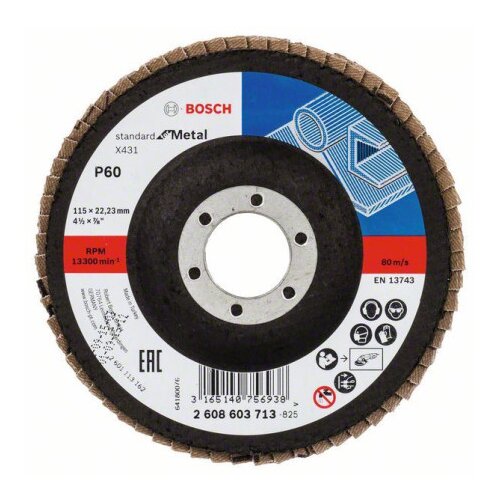 Bosch lamelni brusni disk X431, standard for metal 115 mm, 22,23 mm, 60 ( 2608603713 ) Slike