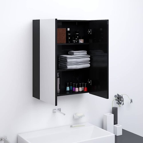  Kupaonski ormarić s ogledalom 60x15x75 cm MDF sjajni crni Cijene