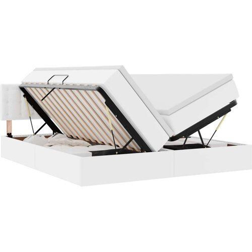  Krevet s od storage Čista bijela 180 x 200 cm Lažna koža - Bijelo 180 x 200 cm Slike