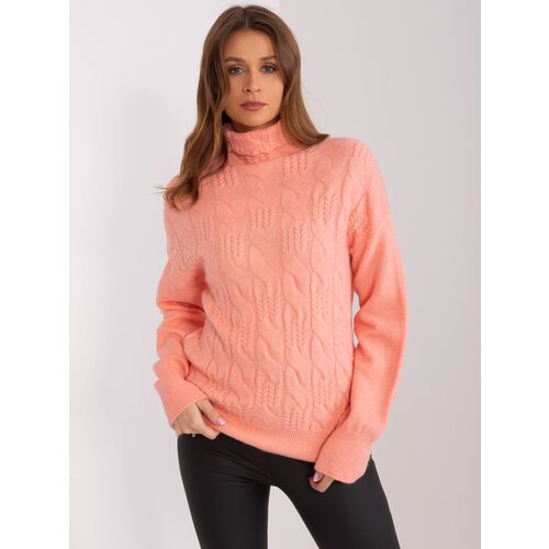 Fashion Hunters Women's peach turtleneck with braids Slike