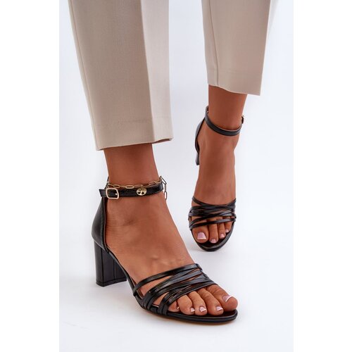 Kesi Black Enitia High Heeled Sandals with Straps Cene