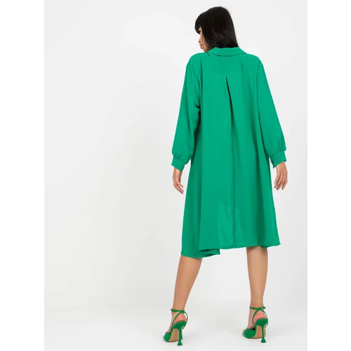 Fashion Hunters Green asymmetrical shirt dress with long sleeves