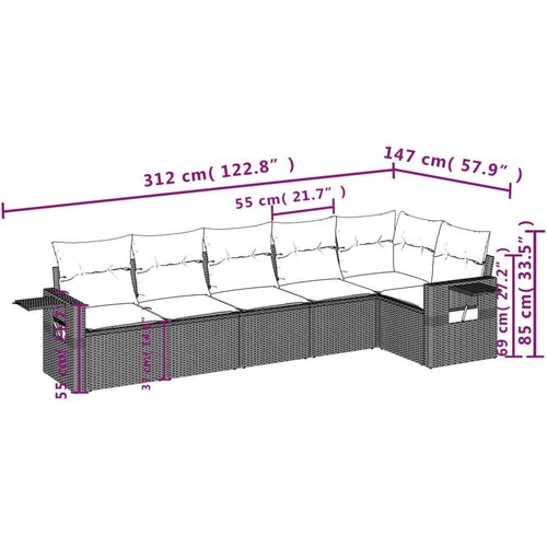 vidaXL 6-dijelni set vrtnih sofa od poliratana s jastucima sivi Cijene