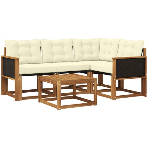 vidaXL Zunanja garnitura za sedenje z blazino 5 pcs Naravna in smetana, (5000280345) Cene