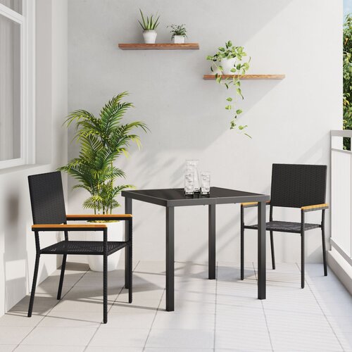VidaXL Stacking vrtne stolice s jastucima - set od 2 komada u crnom poli ratan Slike