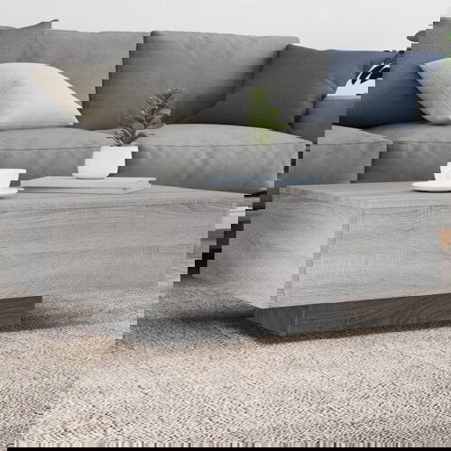 VidaXL Klubska mizica z LED lučkami siva sonoma 85x55x31 cm Slike