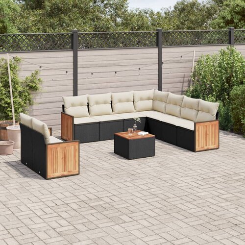  10-dijelni set vrtnih sofa s jastucima crni od poliratana Cijene
