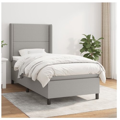 VidaXL Box spring postelja z vzmetnico svetlo siva 90x190 cm Slike