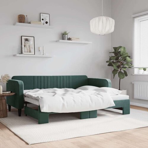 vidaXL Izvlečna dnevna postelja temno zelena 80x200 cm žamet Cene