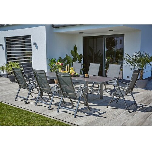 SUNFUN Maja Komplet vrtnog namje&scaron;taja Stone (9 -dij., Sinterirani kamen/Aluminij/Tekstil, Night-Grey, Naslon za leđa podesiv na 5 razina) Cijene