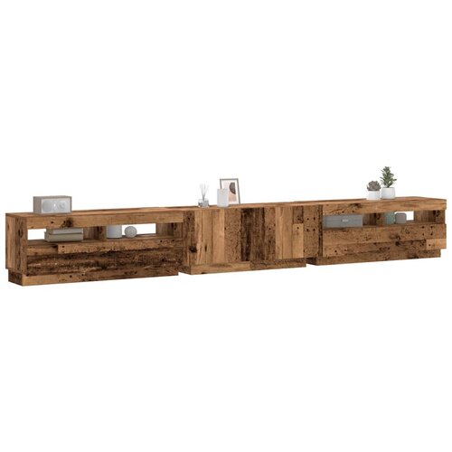 Furnova TV omarica z LED starinski les 300x35x40 cm inženirski les, (21924572) Slike