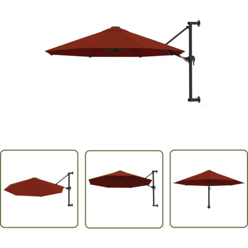  The Living Store Stenski senčnik s kovinskim drogom 300 cm terakota - Senčnik, (21742926) Slike