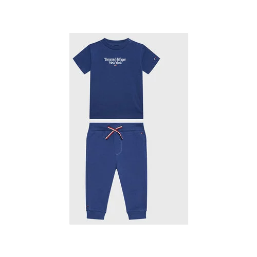 Tommy Hilfiger Komplet majica in hlače Essential KN0KN01555 Mornarsko modra Regular Fit