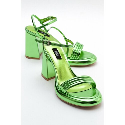 LuviShoes POSSE Women's Green Metallic Heeled Shoes Slike