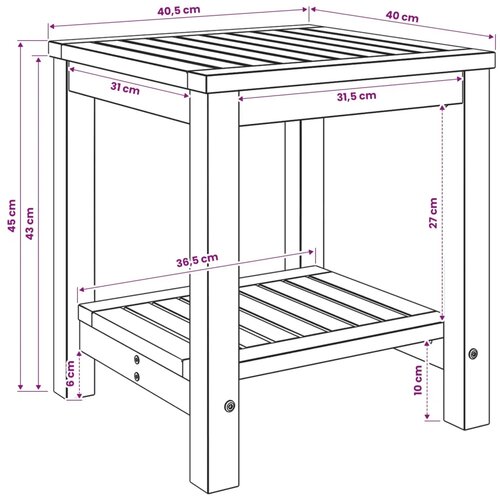  Stolić za kavu Bjeljenje 40 5 x 40 x 45 cm Čvrsto drvo akacije - Bjeljenje 40 5 x 40 x 45 cm Slike