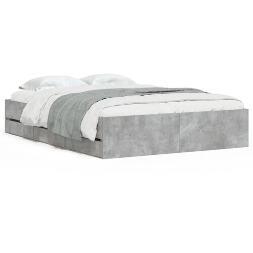 VidaXL Posteljni okvir s predali betonsko siv 135x190cm inženirski les, (20953569) Slike