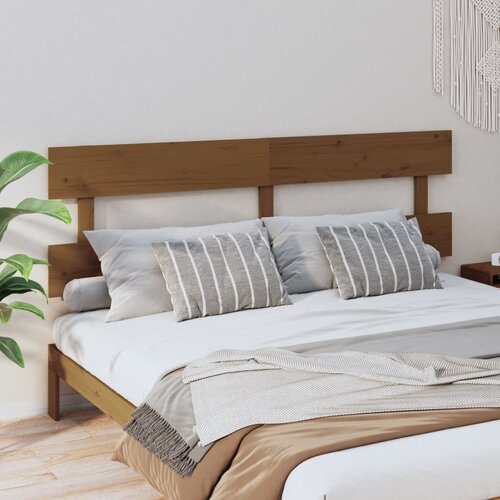 VidaXL Posteljno vzglavje medeno rjavo 204x3x81 cm trdna borovina Slike