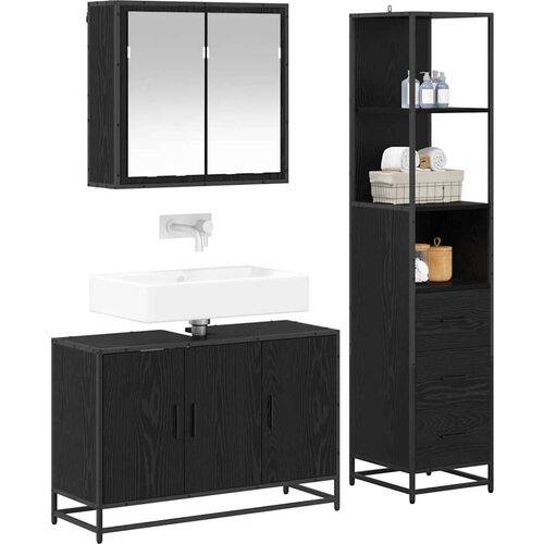 VidaXL set namje&amp;scaron;taja za kupaonicu 3 pcs crni hrast 90 x 33 x 60 cm Slike