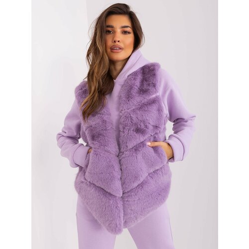 Fashion Hunters Light purple women's faux fur vest Slike