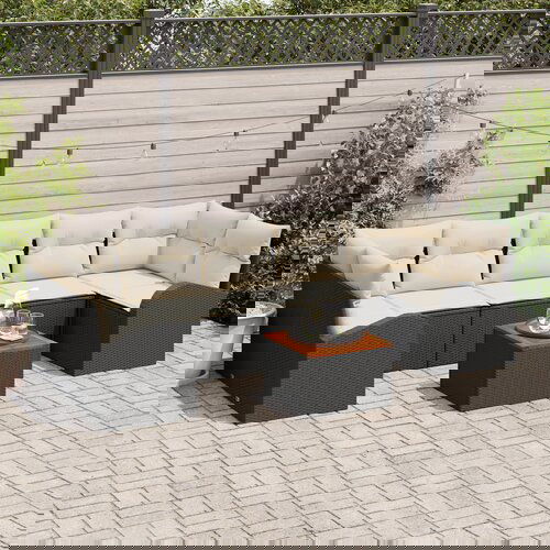 vidaXL set od 8 vrtnih sofa s jastučićima Crna Poli Ratan Akacija Cijene