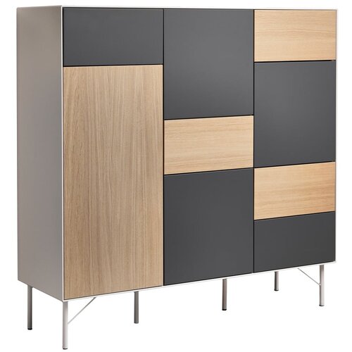 Hammel Furniture Antracitno siva/v naravni barvi visoka komoda v hrastovem dekorju 136x133 cm Edge by Hammel – Cene