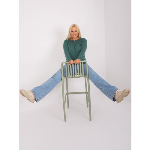 Fashion Hunters Dark green classic plus size sweater with viscose Slike