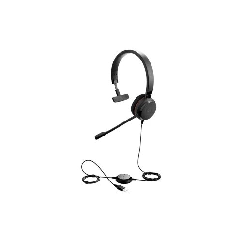 Jabra Evolve 20SE računalo On Ear Headset žičani mono crna smanjivanje &amp;scaron;uma mikrofona slu&amp;scaron;alice s mikrofonom, kontrola glasnoće Slike