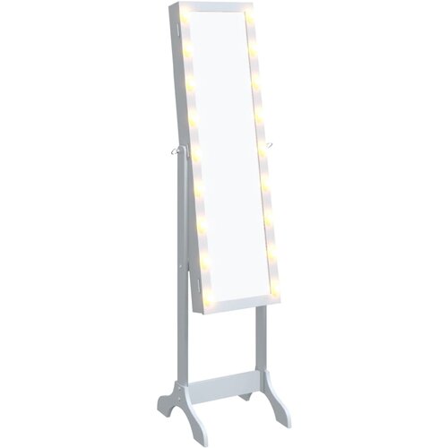 Maison Chic Prostostoječe Ogledalo - Zrcalo - Kozmetično ogledalo z LED lučkami belo 34x37x146 cm, (21697902) Cene