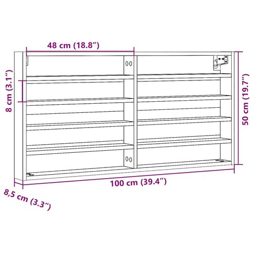  Vitrina boja dimljenog hrasta 100x8,5x50 cm drvena Slike