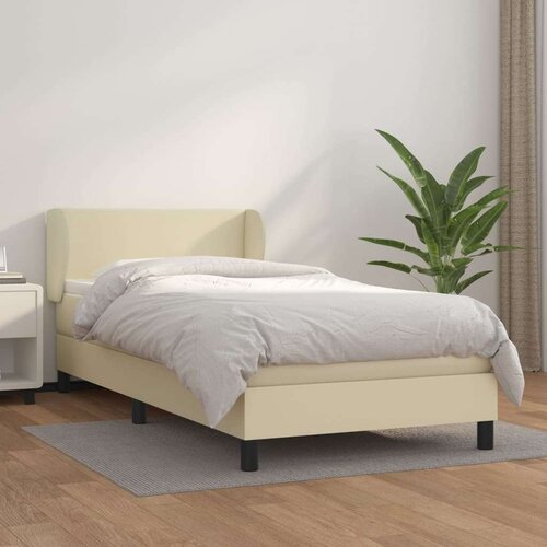  Box spring postelja z vzmetnico krem 100x200 cm umetno usnje, (20727195) Cene