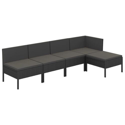 Maison Chic Seti vrtnega pohi&amp;scaron;tva - Vrtna garnitura - Vrtni pohi&amp;scaron;tvo set 5-delna z blazinami poli ratan črna, (21817619) Slike