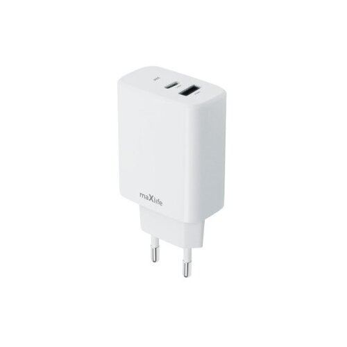 Maxlife kućni punjač za telefon PD QC od 20W sa USB-A i USB-C ulazom WHITE ( OEM0101381 ) Slike
