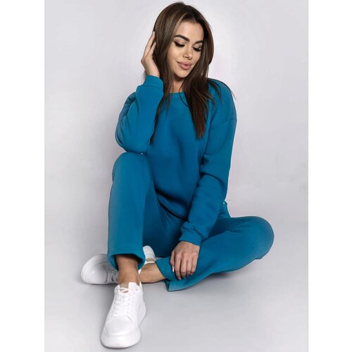 Fasardi Women's insulated tracksuit, sweatshirt and loose trousers, turquoise Slike