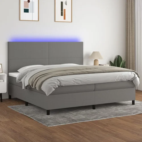 The Living Store Box spring postelja z vzmetnico LED temno siva 200x200 cm blago - Box Spring Postelja, (21518026)