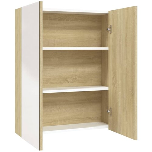 Maison Chic Kopalniška omarica - Kopalniški kabinet z ogledalom 60x15x75 cm MDF bela in hrast, (21794589) Cene