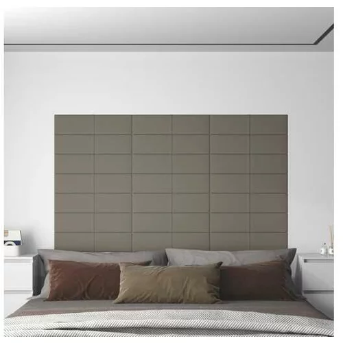  Stenski paneli 12 kosov svetlo sivi 60x15 cm žamet 1,08 m²