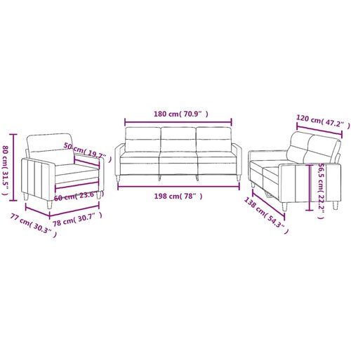 3-dijelni set sofa s jastucima crvena boja vina od tkanine Slike