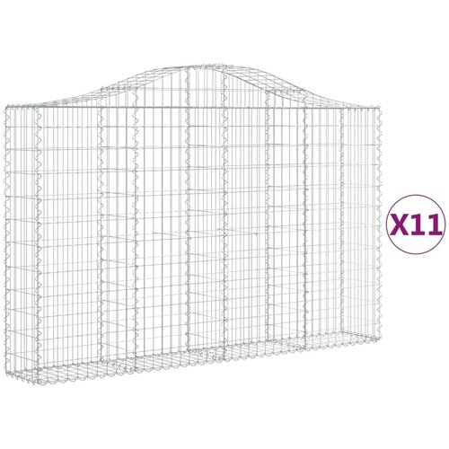 VidaXL Obokana gabionska ko&amp;scaron;ara 11 kos 200x30x120/140cm cinkano železo, (21000399) Slike