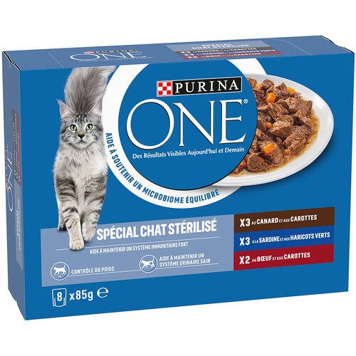  Mješovito pakiranje PURINA ONE Sterilized Cat 8 x 85 g - Pačetina, govedina, srdele Cene