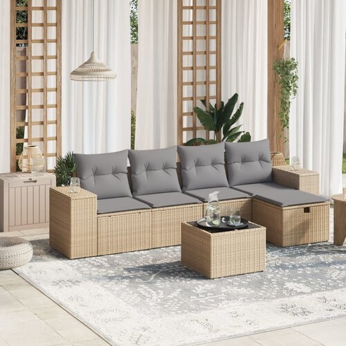  6-dijelni set vrtnih sofa s jastucima bež od poliratana Cijene
