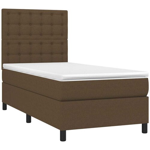  Krevet box spring s madracem LED tamnosmeđi 90x190 cm tkanina Slike