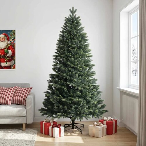  Umjetno božićno drvce s nogom 240 cm PVC i metal Zelena - 240 cm bez LED svjetala Cijene