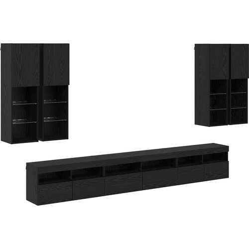  Set zidnog ormarića za TV 7 pcs Crni hrast Konstruirano drvo Slike