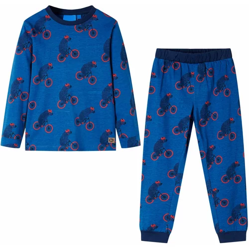 vidaXL Otroška pižama z dolgimi rokavi bencinsko modra 140