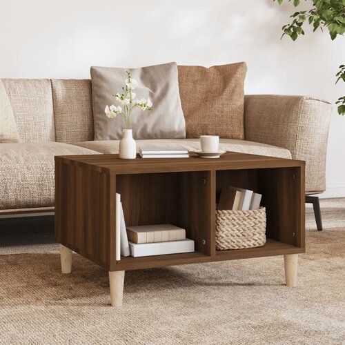 VidaXL Klubska mizica rjav hrast 60x50x36,5 cm inženirski les Slike