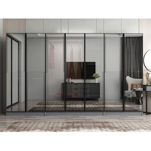 Hanah home ormar sa reflektujućim staklom Nisa 20632, 315 cm, antracit Slike