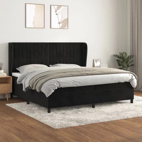vidaXL Box spring postelja z vzmetnico črna 200x200 cm žamet